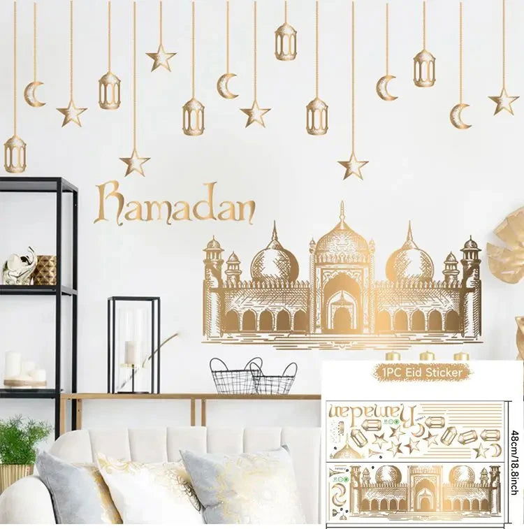 Eid Window Stickers Ramadan Decoration Eid Mubarak Decor for Home 2024 Ramadan Kareem Islam Muslim Party Supplies Eid Al-fitr - Slobuy