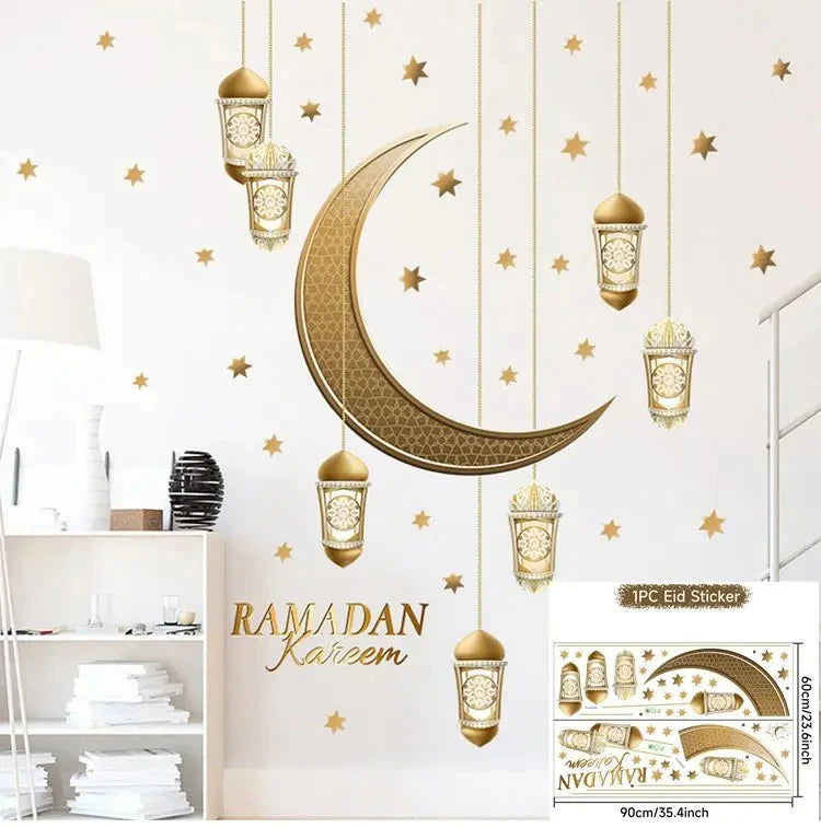 Eid Window Stickers Ramadan Decoration Eid Mubarak Decor for Home 2024 Ramadan Kareem Islam Muslim Party Supplies Eid Al-fitr - Slobuy