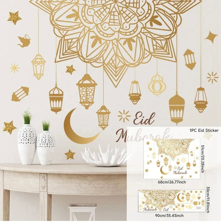 Eid Window Stickers Ramadan Decoration Eid Mubarak Decor for Home 2024 Ramadan Kareem Islam Muslim Party Supplies Eid Al-fitr - Slobuy