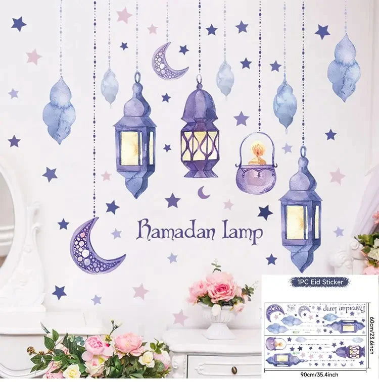 Eid Window Stickers Ramadan Decoration Eid Mubarak Decor for Home 2024 Ramadan Kareem Islam Muslim Party Supplies Eid Al-fitr - Slobuy