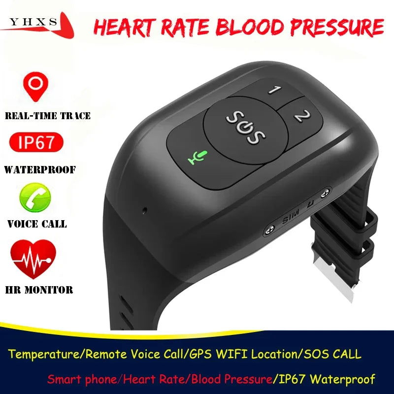 Elderly GPS Watch 4G Tracking Bracelet Health Temperature Management SOS IP67 Waterproof Old People Locator Fall Alert Tracker - Slobuy
