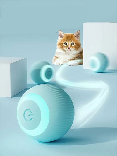 Electric Cat Ball Toys Automatic Rolling Smart Cat Toys for Cats Training Self-moving Kitten Toys for Indoor Interactive Playing - Slobuy