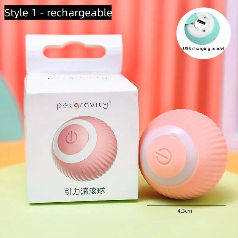 Electric Cat Ball Toys Automatic Rolling Smart Cat Toys for Cats Training Self-moving Kitten Toys for Indoor Interactive Playing - Slobuy