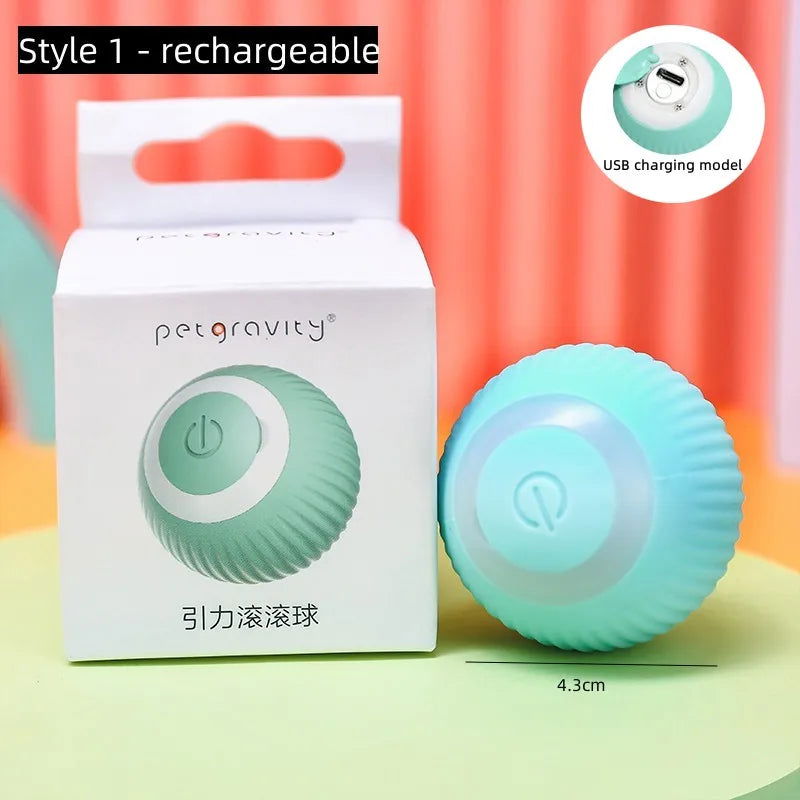 Electric Cat Ball Toys Automatic Rolling Smart Cat Toys for Cats Training Self-moving Kitten Toys for Indoor Interactive Playing - Slobuy