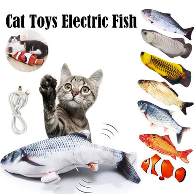 Electric Cat Toy Fish Pet Cat Toys Simulation Fish Swing Kitten Dance Fish Toy Funny Cats Chewing Playing Supplies USB Charging - Slobuy