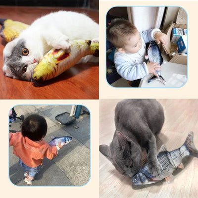 Electric Cat Toy Fish Pet Cat Toys Simulation Fish Swing Kitten Dance Fish Toy Funny Cats Chewing Playing Supplies USB Charging - Slobuy