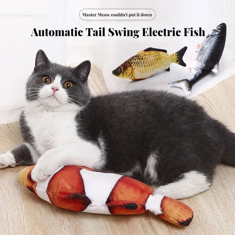 Electric Cat Toy Fish Pet Cat Toys Simulation Fish Swing Kitten Dance Fish Toy Funny Cats Chewing Playing Supplies USB Charging - Slobuy