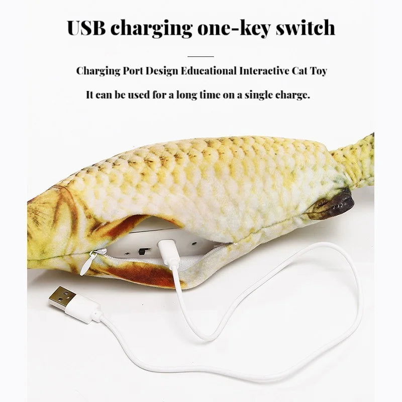 Electric Cat Toy Fish Pet Cat Toys Simulation Fish Swing Kitten Dance Fish Toy Funny Cats Chewing Playing Supplies USB Charging - Slobuy