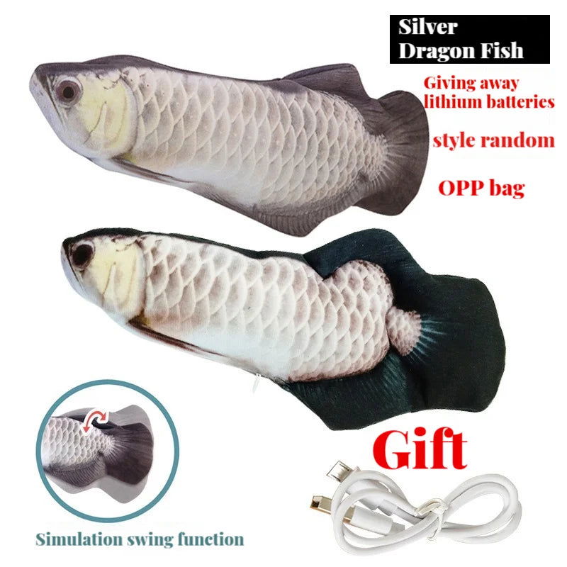 Electric Cat Toy Fish Pet Cat Toys Simulation Fish Swing Kitten Dance Fish Toy Funny Cats Chewing Playing Supplies USB Charging - Slobuy