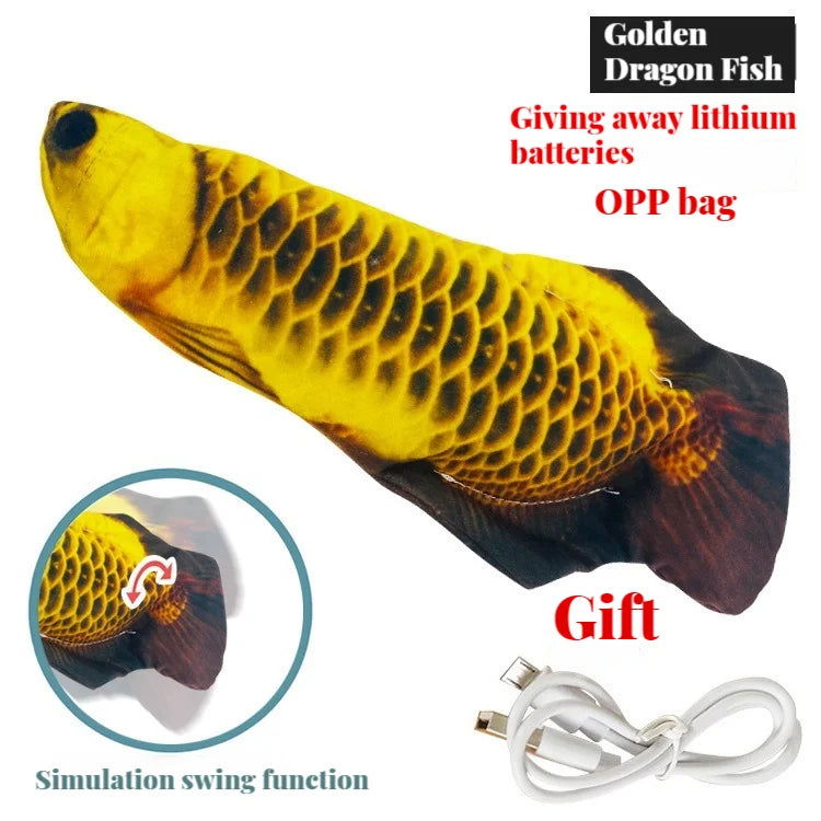 Electric Cat Toy Fish Pet Cat Toys Simulation Fish Swing Kitten Dance Fish Toy Funny Cats Chewing Playing Supplies USB Charging - Slobuy
