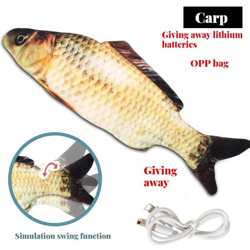 Electric Cat Toy Fish Pet Cat Toys Simulation Fish Swing Kitten Dance Fish Toy Funny Cats Chewing Playing Supplies USB Charging - Slobuy