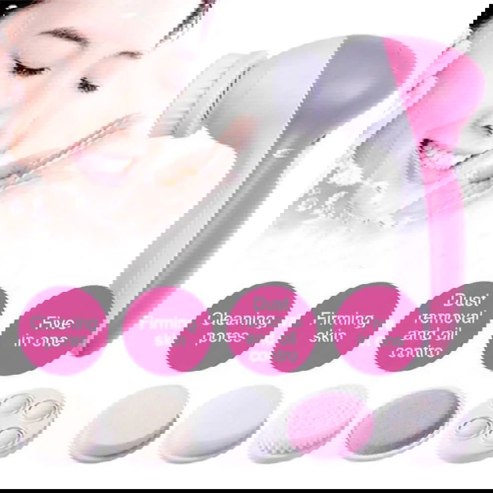 Electric Facial Cleaner 5 IN 1 Face Cleansing Brush Wash Machine Spa Skin Care Massager Blackhead Cleaning Facial Cleanser Tools - Slobuy