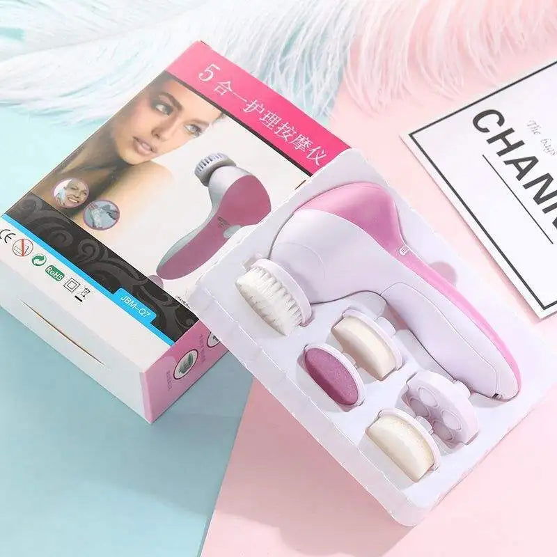 Electric Facial Cleaner 5 IN 1 Face Cleansing Brush Wash Machine Spa Skin Care Massager Blackhead Cleaning Facial Cleanser Tools - Slobuy