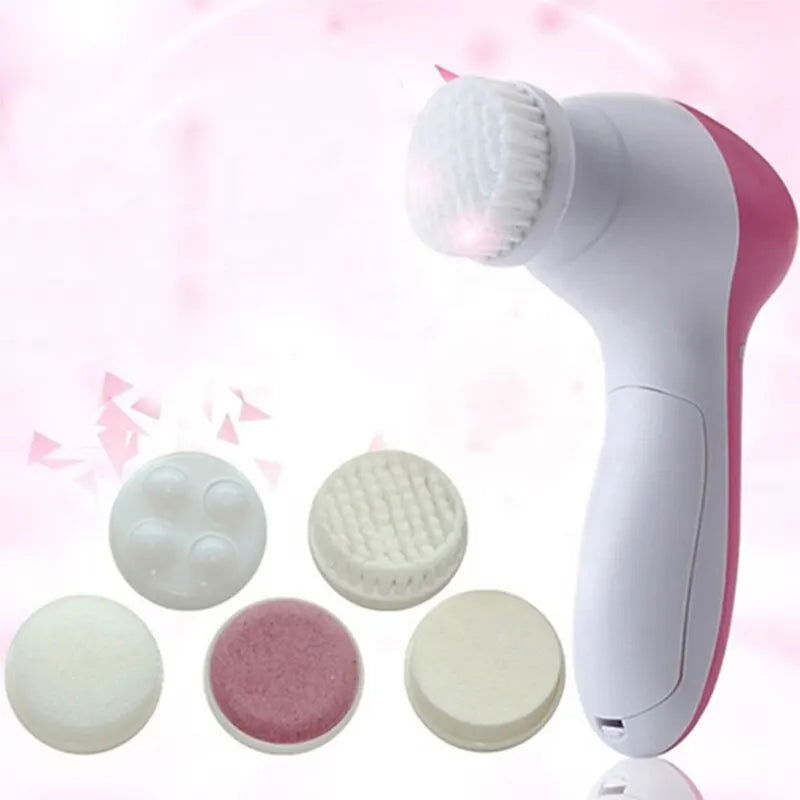 Electric Facial Cleaner 5 IN 1 Face Cleansing Brush Wash Machine Spa Skin Care Massager Blackhead Cleaning Facial Cleanser Tools - Slobuy