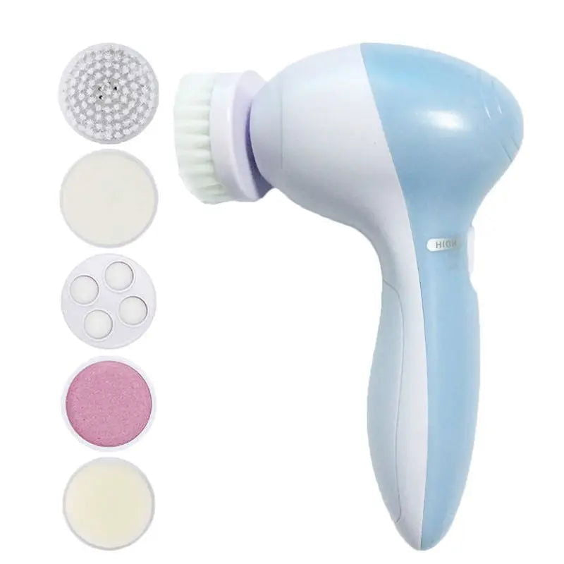 Electric Facial Cleaner 5 IN 1 Face Cleansing Brush Wash Machine Spa Skin Care Massager Blackhead Cleaning Facial Cleanser Tools - Slobuy