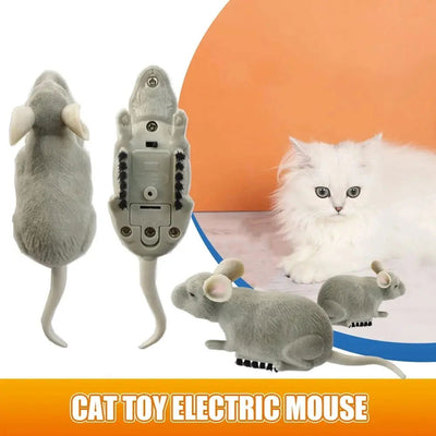 Electric Mouse Toys Cat Play Automatic Escape Robot Vibration Crawling Battery Operated Plush Mouse Pet Interaction Plaything - Slobuy