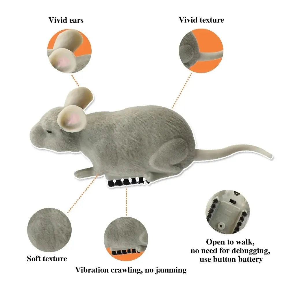 Electric Mouse Toys Cat Play Automatic Escape Robot Vibration Crawling Battery Operated Plush Mouse Pet Interaction Plaything - Slobuy