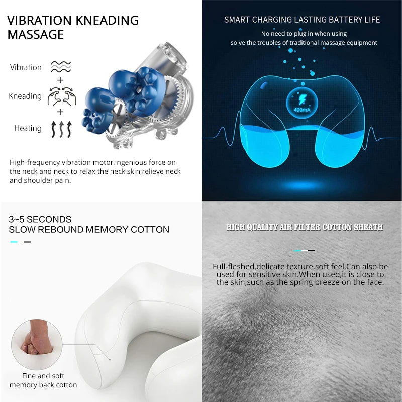Electric Neck Massager U shaped Pillow Multifunctional Portable Shoulder Cervical Massager Outdoor Home Car Relaxing Massage - Slobuy