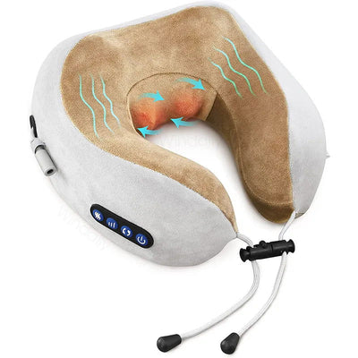 Electric Neck Massager With Heat Vibration 3D Kneading Shiatsu Massage U Shaped Pillow For Shoulder Cervical Pain Relief Fatigue - Slobuy
