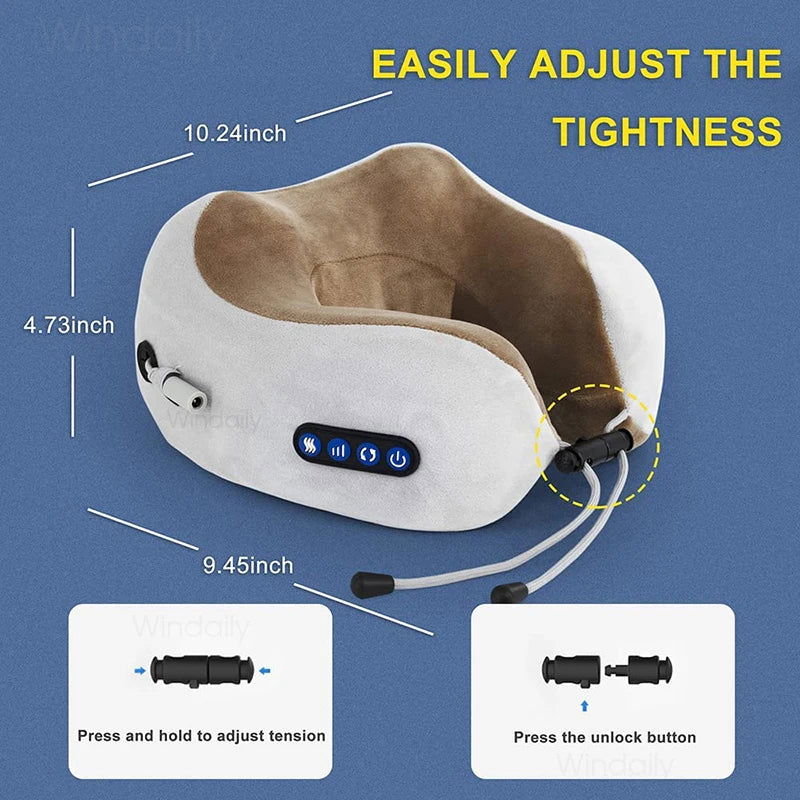 Electric Neck Massager With Heat Vibration 3D Kneading Shiatsu Massage U Shaped Pillow For Shoulder Cervical Pain Relief Fatigue - Slobuy