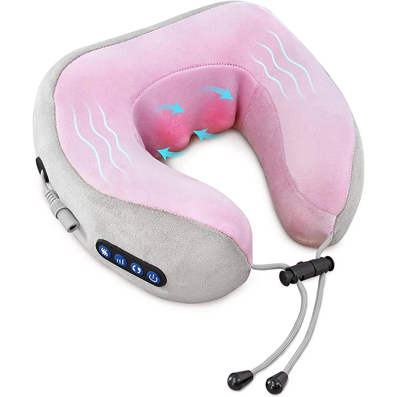 Electric Neck Massager With Heat Vibration 3D Kneading Shiatsu Massage U Shaped Pillow For Shoulder Cervical Pain Relief Fatigue - Slobuy