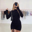 Elegant Lace Up Pleated Bodycon Mini Dress - Slobuy