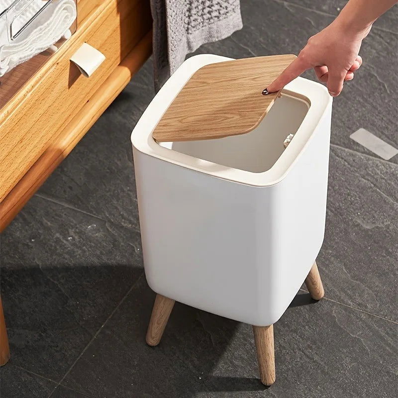 Elegant Oval, Odor-Sealing Plastic Trash Can With Hands-Free Foot Operation, Comes in Multiple Sizes – Perfect for Home or Offic - Slobuy