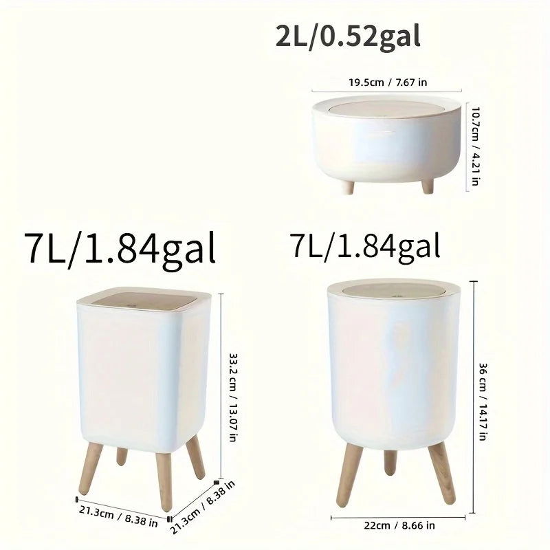 Elegant Oval, Odor-Sealing Plastic Trash Can With Hands-Free Foot Operation, Comes in Multiple Sizes – Perfect for Home or Offic - Slobuy