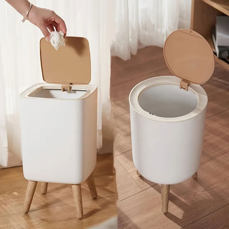 Elegant Oval, Odor-Sealing Plastic Trash Can With Hands-Free Foot Operation, Comes in Multiple Sizes – Perfect for Home or Offic - Slobuy