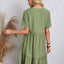Elegant Solid V Neck A Line Dress 2024 New Summer Ruffles Loose Mini Dress Casual Short Sleeve Beach Party Vestidos Streetwear - Slobuy