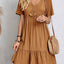 Elegant Solid V Neck A Line Dress 2024 New Summer Ruffles Loose Mini Dress Casual Short Sleeve Beach Party Vestidos Streetwear - Slobuy