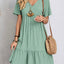 Elegant Solid V Neck A Line Dress 2024 New Summer Ruffles Loose Mini Dress Casual Short Sleeve Beach Party Vestidos Streetwear - Slobuy
