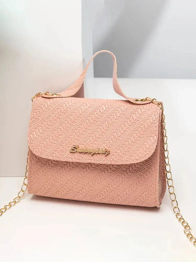 Embossing Chain Square Bag PU Leather Large Capacity Shoulder Crossbody Cell Phone Bag for Women - Slobuy