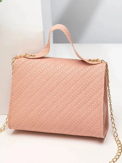 Embossing Chain Square Bag PU Leather Large Capacity Shoulder Crossbody Cell Phone Bag for Women - Slobuy