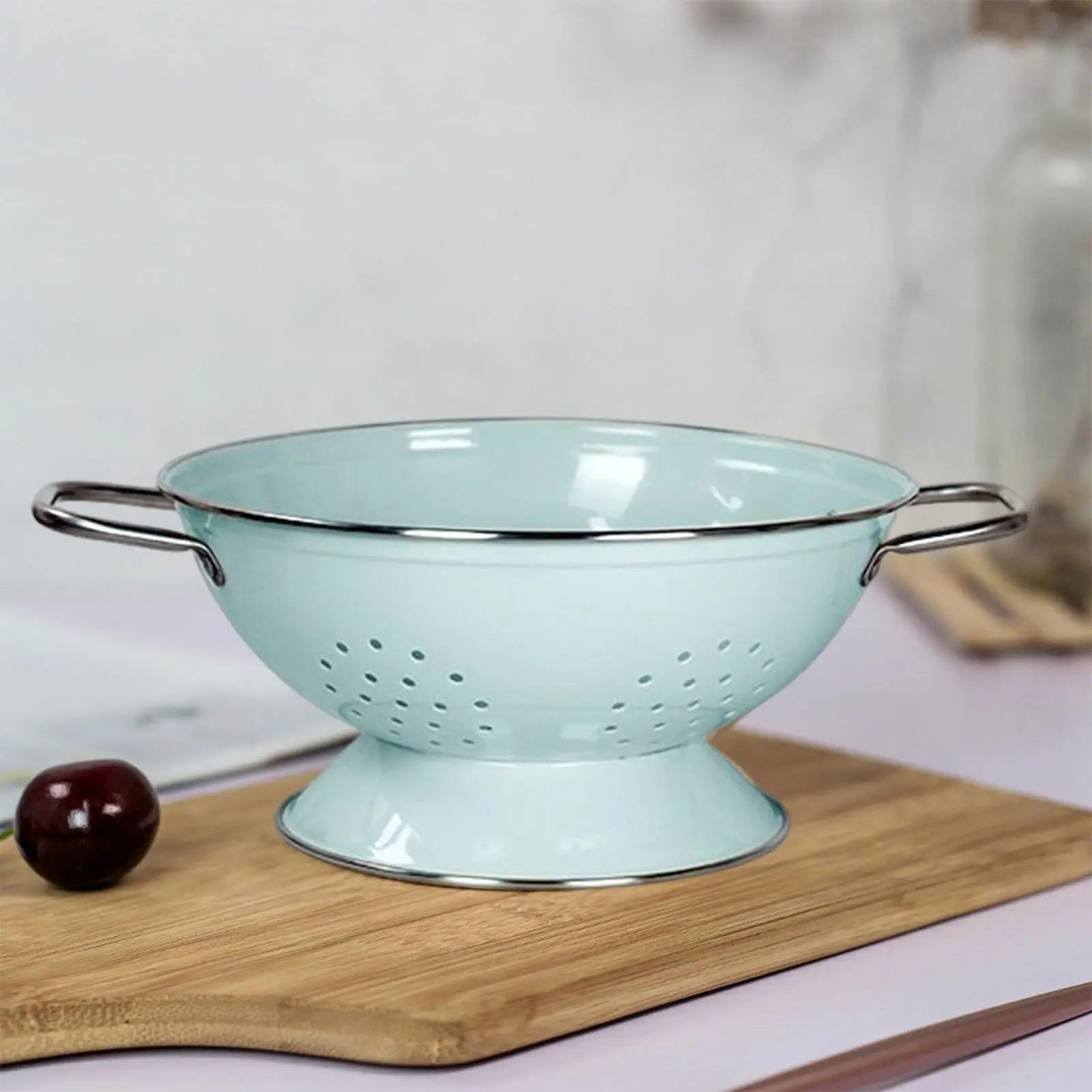 Enamel Coated Fruit Basket Drainage Bowl Vegetable Strainer Plate Fruit Dishes Multipurpose Self Draining Decorative for Kitchen - Slobuy
