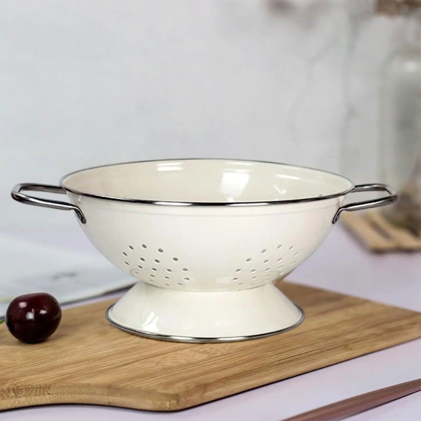 Enamel Coated Fruit Basket Drainage Bowl Vegetable Strainer Plate Fruit Dishes Multipurpose Self Draining Decorative for Kitchen - Slobuy