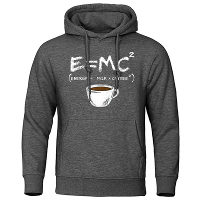 Energy=Milk+Coffee Printed E=MC2 Funny Hoodie Men's Loose Oversized Hoodies Fashion Casual Sweatshirt Street Hip Hop Hoody Man - Slobuy