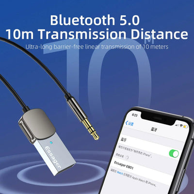 EssagerBluetooth Aux Adapter Wireless Car Bluetooth Receiver USB to 3.5mm Jack Audio Music Mic Handsfree Adapter for Car Speaker - Slobuy