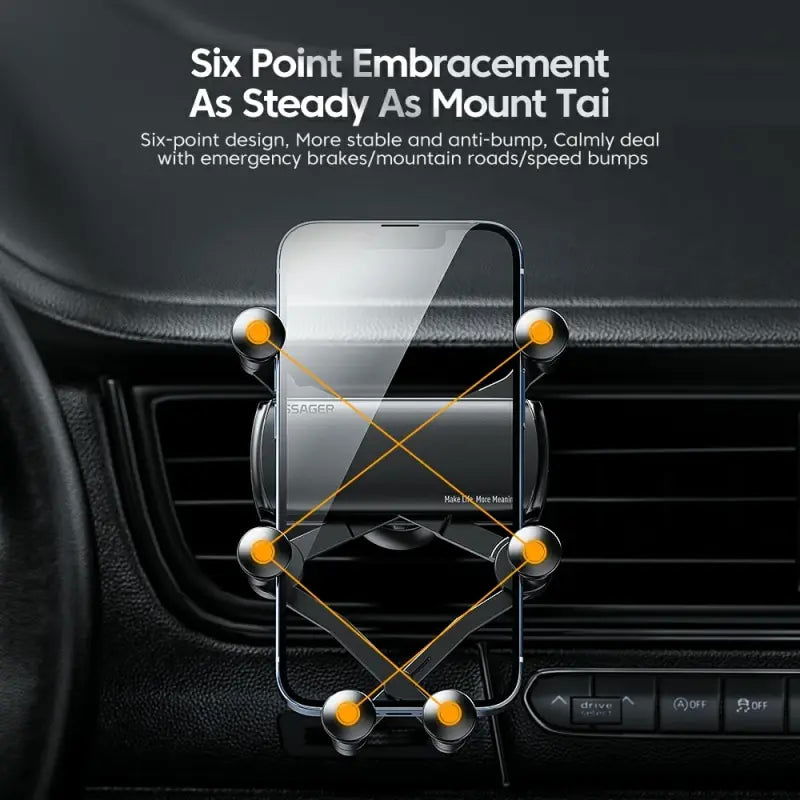 EssagerUniversal 6 Points Solid Fold Car Phone Holder Gravity Car Holder For Phone In Car Air Vent Clip Mount Smartphone Holder - Slobuy