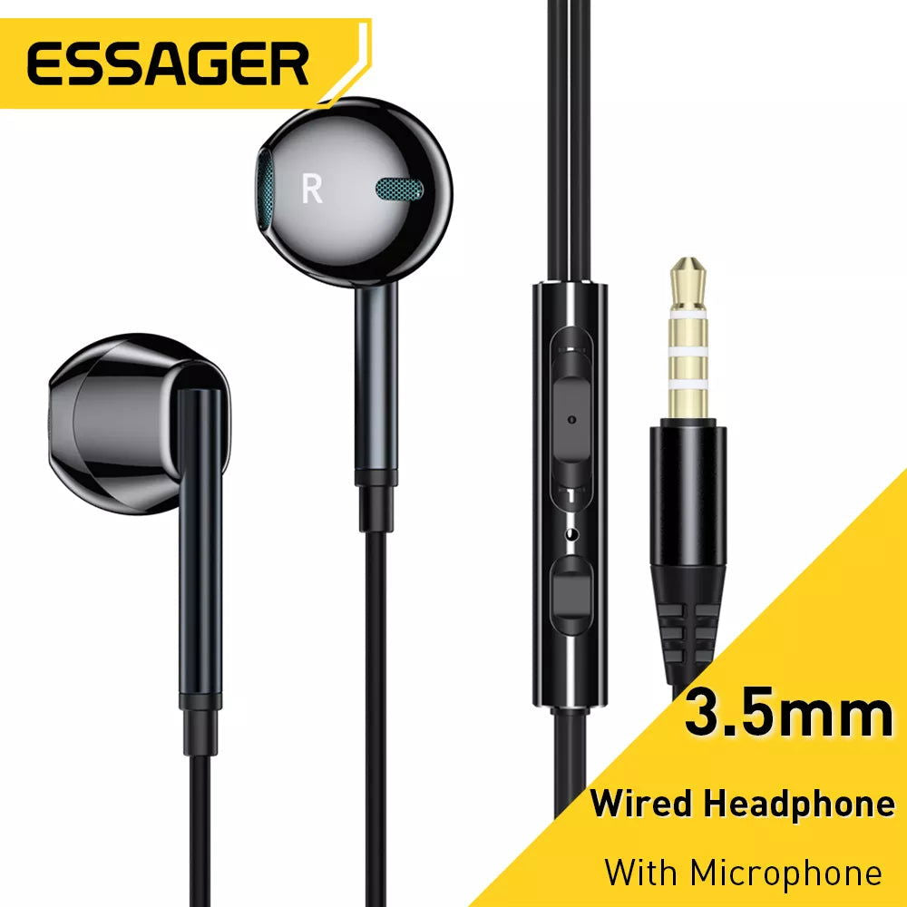 Essager 3.5mm In Ear Wired Headphone With Microphone For Xiaomi Redmi Samsung Computer PC Tablets Smartphone Headset Earphone - Slobuy