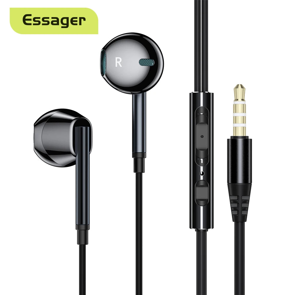 Essager 3.5mm In Ear Wired Headphone With Microphone For Xiaomi Redmi Samsung Computer PC Tablets Smartphone Headset Earphone - Slobuy