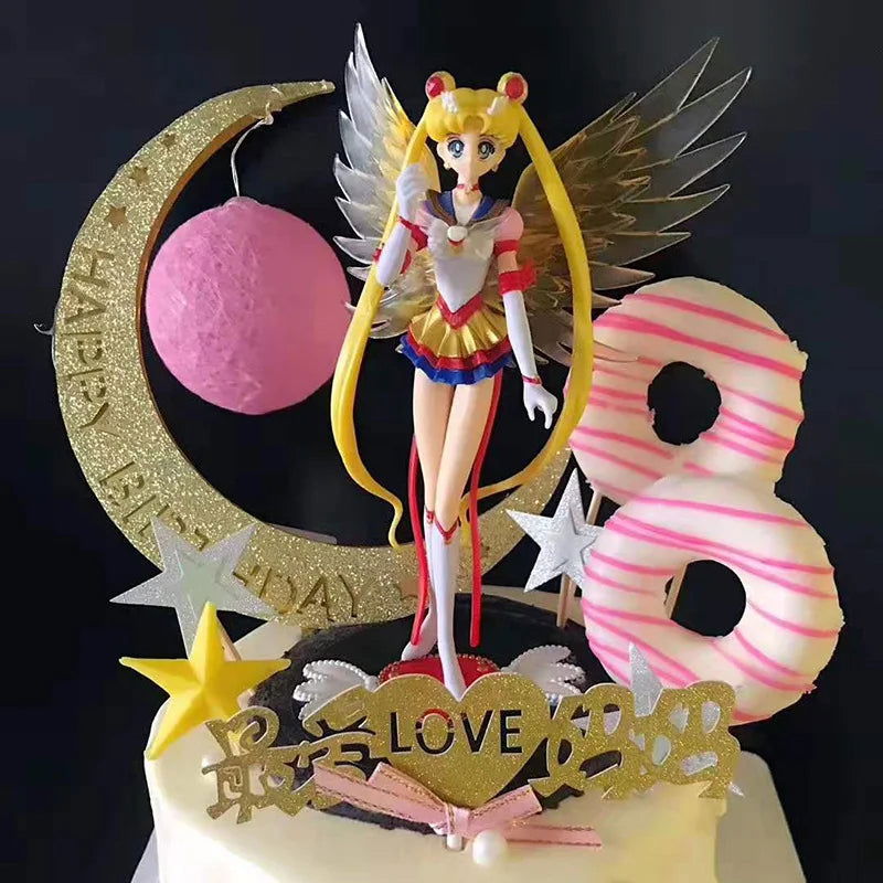 Eternal Sailor Moon Cake Ornaments Tsukino Usagi Action Figure Decoration Collection Doll Anime Model Toys for Birthday Gifts - Slobuy