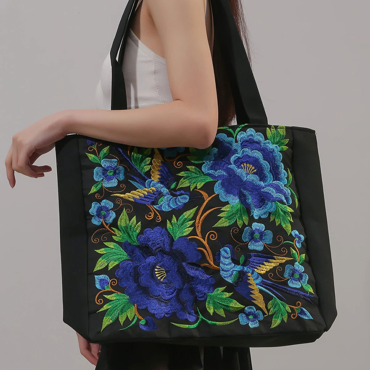 Ethnic Phoenix Embroidered Women's Shoulder Bag Receptor Embroidered Canvas Casual Bag - Slobuy