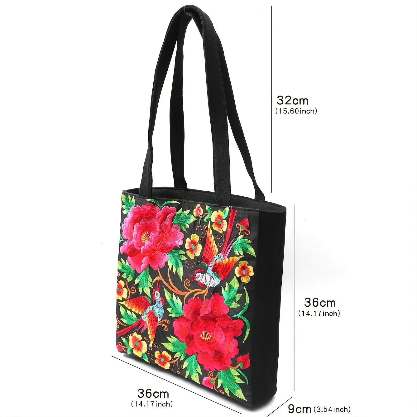 Ethnic Phoenix Embroidered Women's Shoulder Bag Receptor Embroidered Canvas Casual Bag - Slobuy