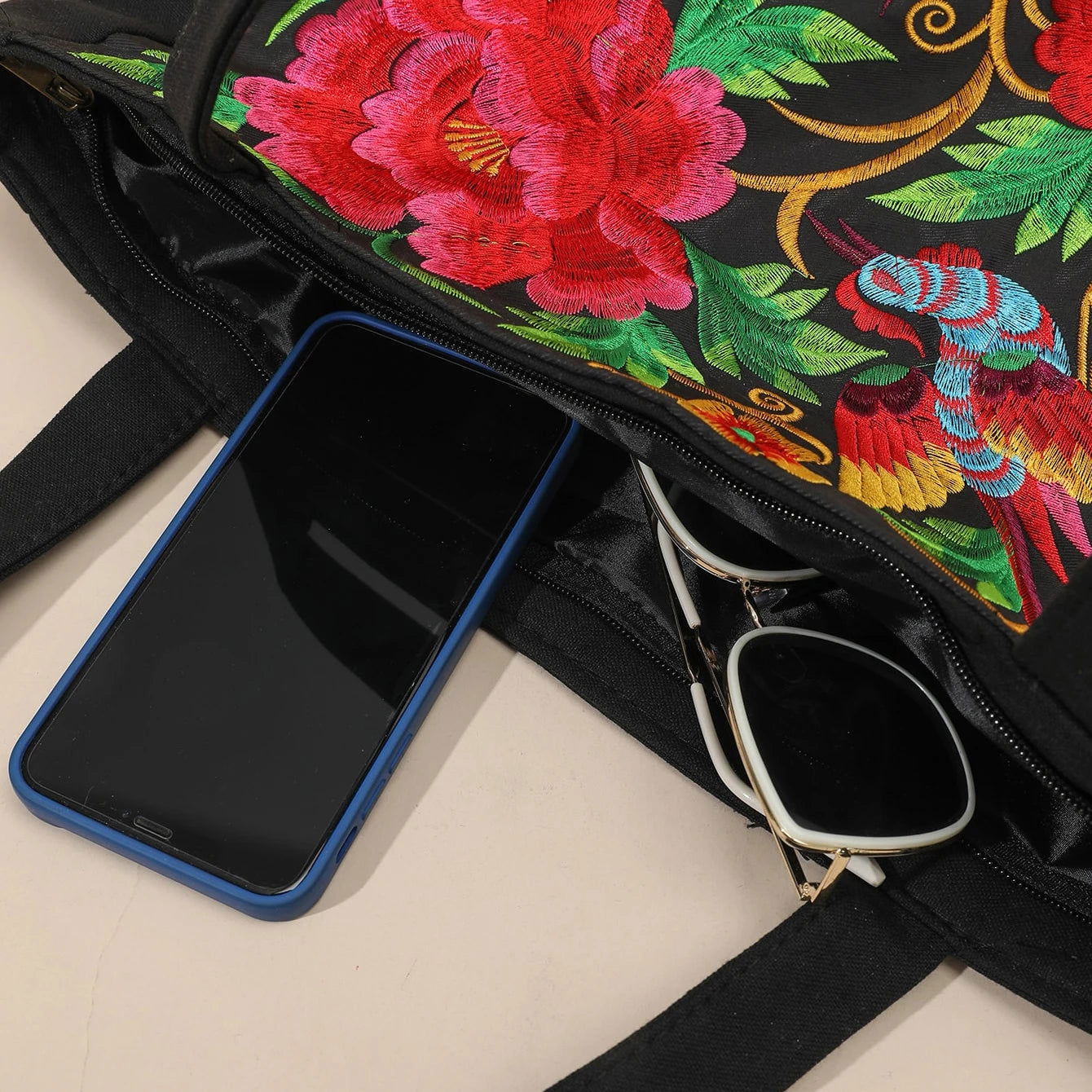 Ethnic Phoenix Embroidered Women's Shoulder Bag Receptor Embroidered Canvas Casual Bag - Slobuy