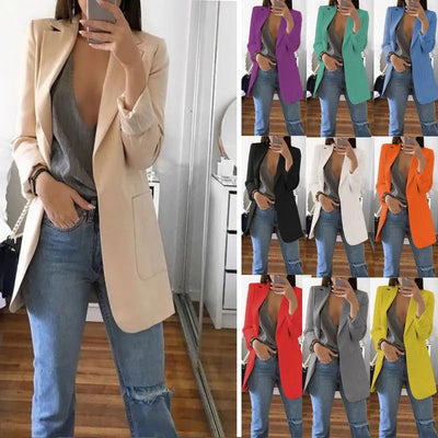 European and American Fashion Casual Suit Polo Neck Slim Fit Cardigan Temperament Women's  Coat Spring and Autumn 2024 - Slobuy