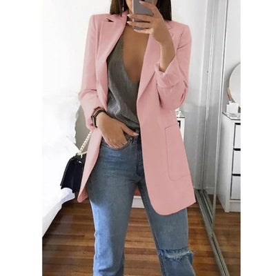European and American Fashion Casual Suit Polo Neck Slim Fit Cardigan Temperament Women's  Coat Spring and Autumn 2024 - Slobuy