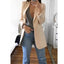 European and American Fashion Casual Suit Polo Neck Slim Fit Cardigan Temperament Women's  Coat Spring and Autumn 2024 - Slobuy
