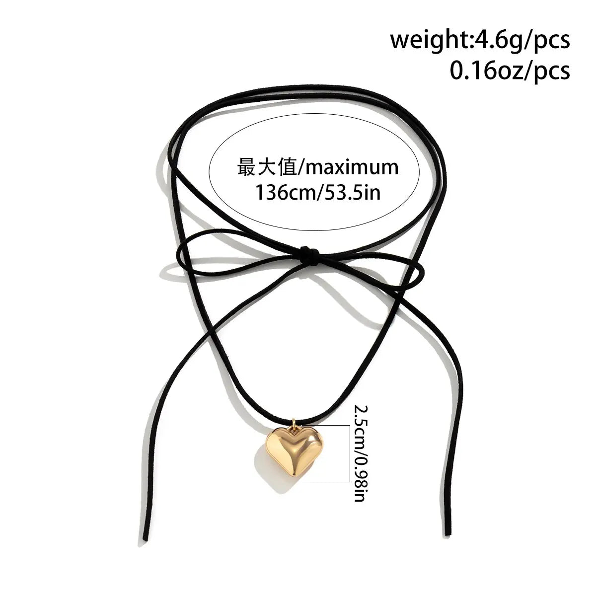 Exaggerated Black Velvet Big Heart Pendant Choker Necklace Women Knotted Bowknot Adjustable Rope Chain Jewelry Wed Accessories - Slobuy