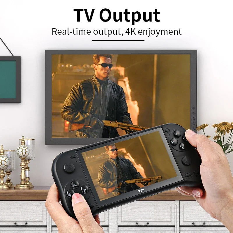 Experience Classic Retro Gaming Anywhere X50 MAX Portable Gaming Console 5.1" HD Screen 30000+ Games Birthday Gift For Children - Slobuy